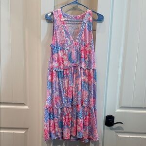 Lilly Pulitzer Pink and Blue Floral Midi Dress